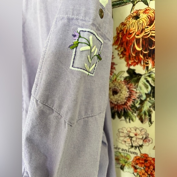 CJ Banks purple denim like zip up jacket. Size 2x. 💯 cotton. Embroidery - Picture 6 of 8